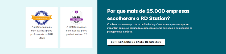 Captura de tela do site da RD Station.