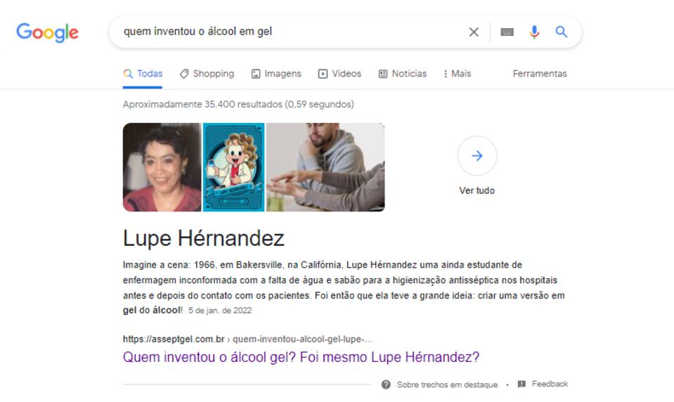 Texto da Asseptgel falando sobre a Lupe Hérnandez na posição zero da Asseptgel.