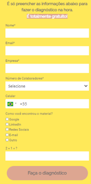 Formulário da Landing Page “Agência: ter ou não ter?” 