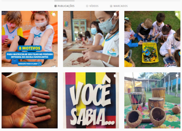 Captura de tela do feed do Instagram da Escola Navegantes