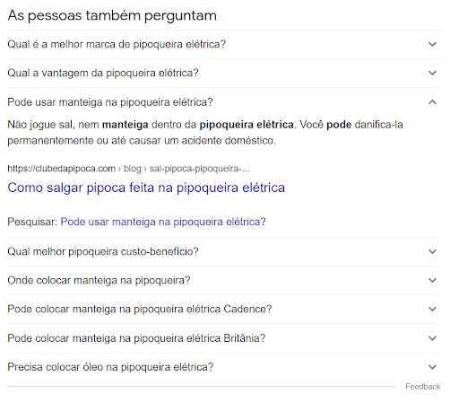 Captura de tela mostrando a aba de FAQ do Google. 